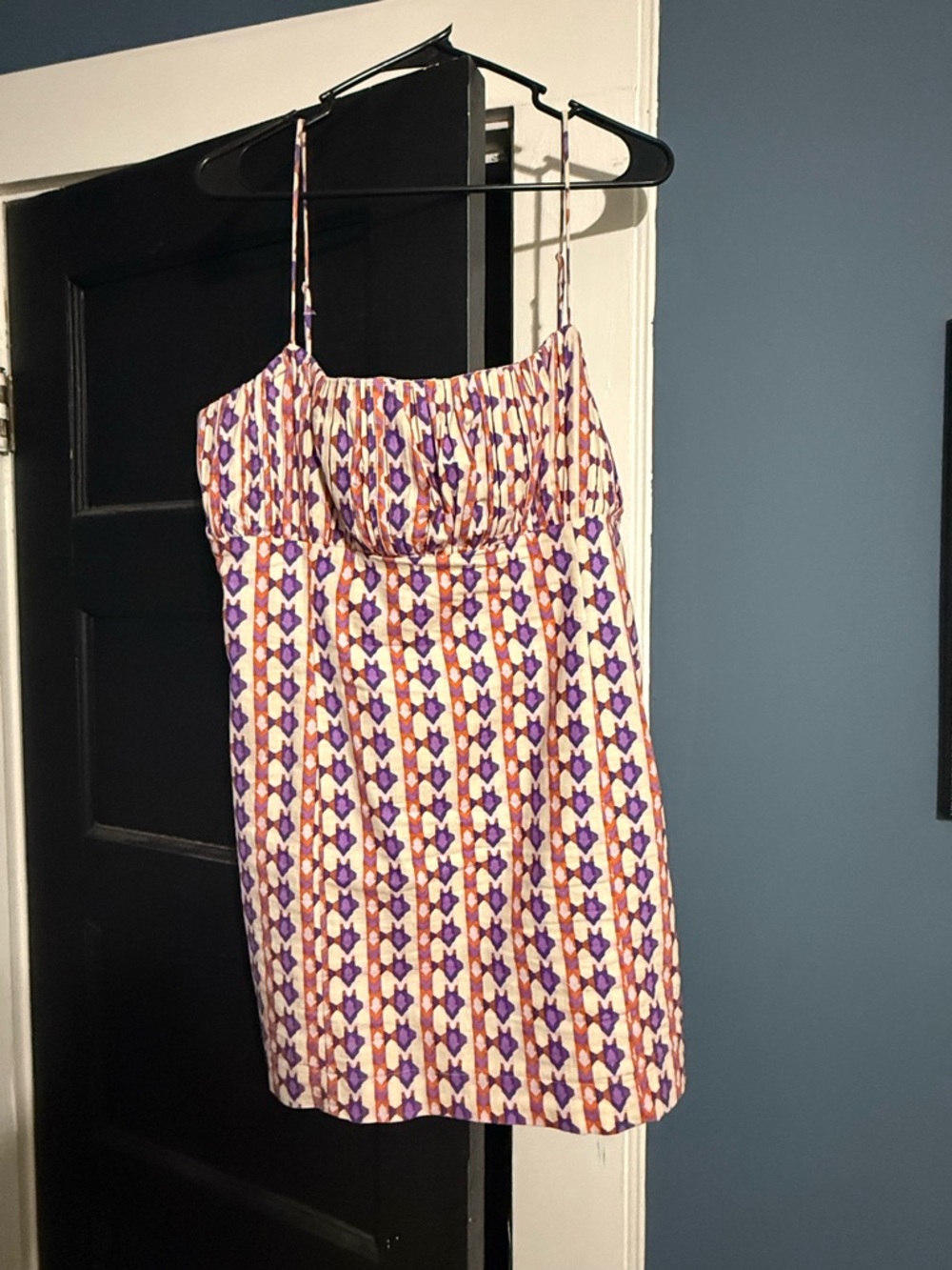 Anthropology- Maeve Sleeveless Purple & Orange Geometric Sundress